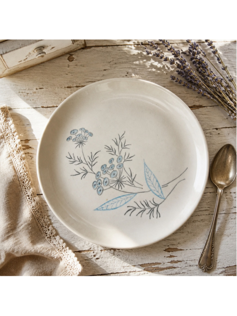 Vintage Syracuse China Dinner Cookie Plate Serving Platter White Blue Floral